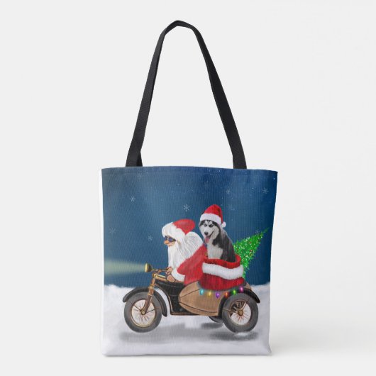 Siberian Husky Dog Weihnachtsmann Tasche (Rückseite)
