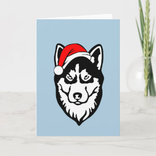 Siberian Husky Dog Weihnachtszeit-Weihnachtsmannmü Feiertagskarte