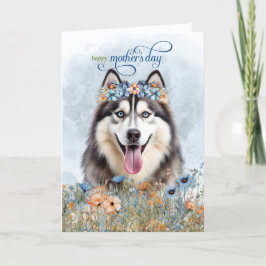Siberian Husky Dog Wildflowers Mother's Day Feiertagskarte