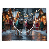 Siberian Husky Dogs Christmas Snow Holiday  Große Geschenktüte (Vorderseite)