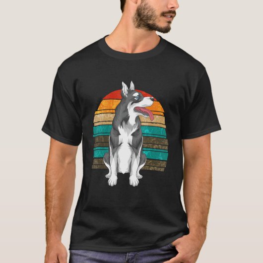 Siberian Husky Eigentümer Haustier Hund Retro Husk T-Shirt (Vorderseite)
