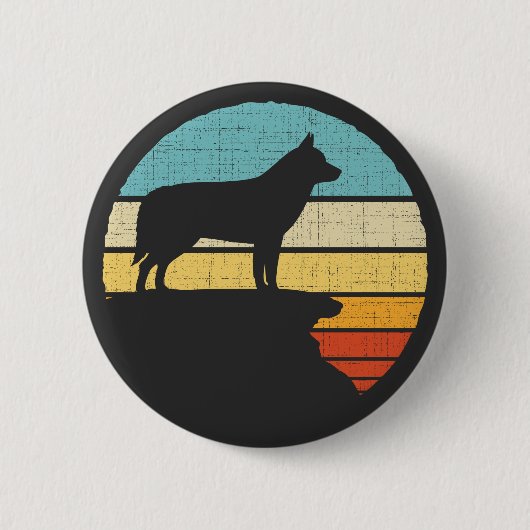 Siberian Husky Eigentümer Retro Vintag Doppy Puppy Button (Vorderseite)