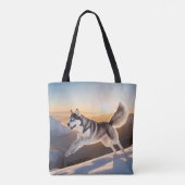 Siberian Husky Elegante Leinwand Tasche (Rückseite)