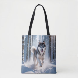 Siberian Husky Elegante Leinwand Tasche