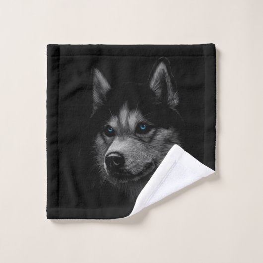 Siberian Husky Face Badhandtuch Set (Waschlappen)