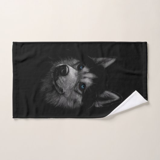 Siberian Husky Face Badhandtuch Set (Handtuch)