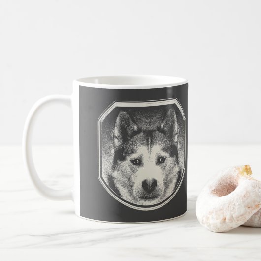 SIBERIAN HUSKY FACE KAFFEETASSE (Mit Donut)