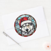 Siberian Husky Festgeblasenes Gläschen Weihnachten Runder Aufkleber (Umschlag)