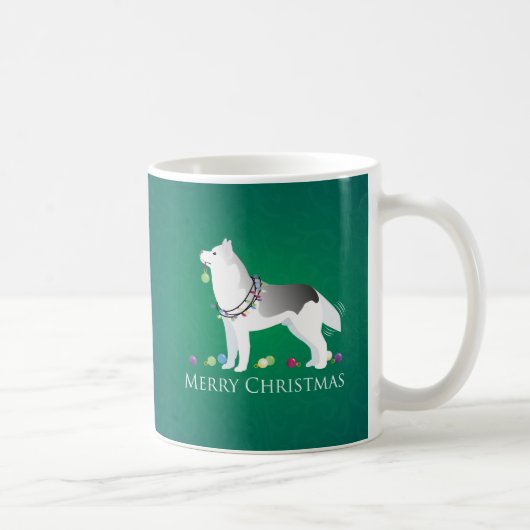 Siberian Husky Frohe Weihnachtsgestaltung Kaffeetasse (Rechts)