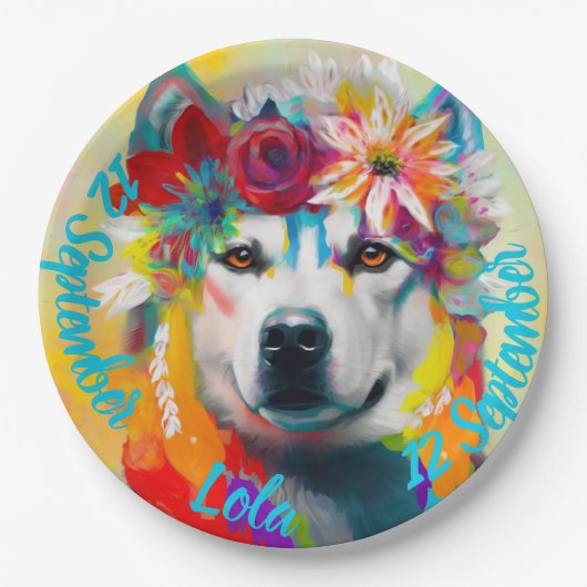 Siberian Husky Geburtstagsparty Pappteller (Vorderseite)
