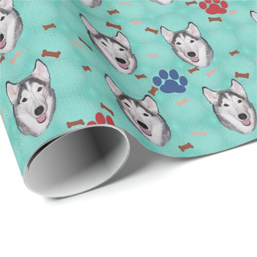 Siberian Husky Geschenkpapier (Rolleneckpunkt)