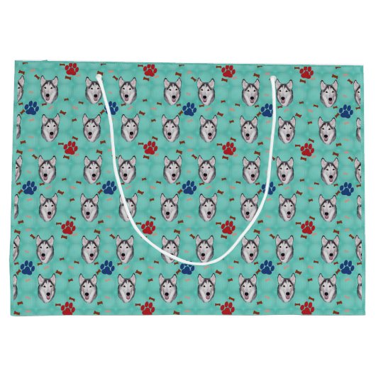 Siberian Husky Große Geschenktüte (Rückseite)