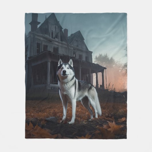 Siberian Husky Halloween Beängstigend Fleecedecke (Vorderseite)