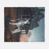 Siberian Husky Halloween Beängstigend Fleecedecke (Vorderseite (Horizontal))