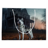 Siberian Husky Halloween Beängstigend Große Geschenktüte (Rückseite)