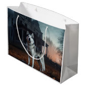 Siberian Husky Halloween Beängstigend Große Geschenktüte (Rückseite Schrägansicht)