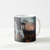 Siberian Husky Halloween Beängstigend Kaffeetasse (VorderseiteRechts)