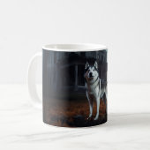Siberian Husky Halloween Beängstigend Kaffeetasse (Vorderseite Links)