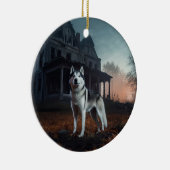 Siberian Husky Halloween Beängstigend Keramik Ornament (Rechts)