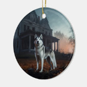 Siberian Husky Halloween Beängstigend Keramik Ornament (Links)