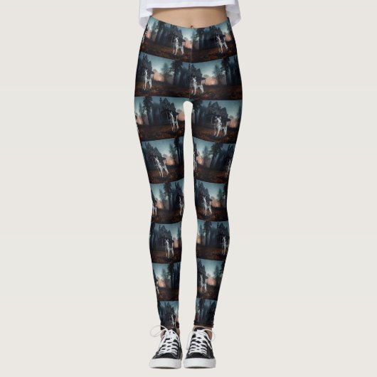 Siberian Husky Halloween Beängstigend Leggings (Vorderseite)