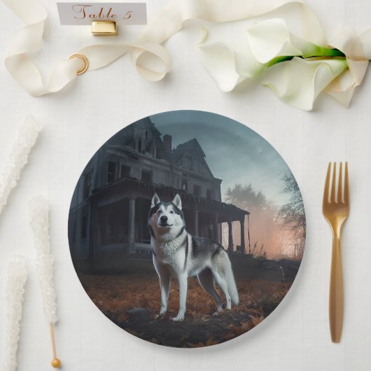Siberian Husky Halloween Beängstigend Pappteller (Hochzeit)