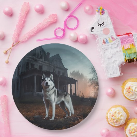 Siberian Husky Halloween Beängstigend Pappteller (Party)