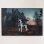 Siberian Husky Halloween Beängstigend Puzzle (Horizontal)