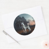 Siberian Husky Halloween Beängstigend Runder Aufkleber (Umschlag)