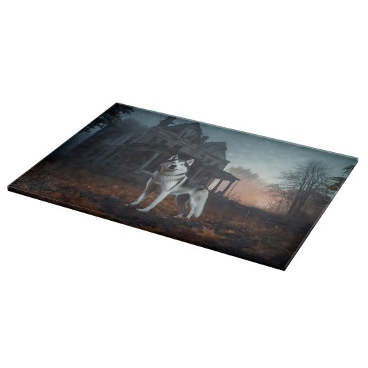 Siberian Husky Halloween Beängstigend Schneidebrett (Ecke)