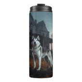 Siberian Husky Halloween Beängstigend Thermosbecher (Vorderseite)