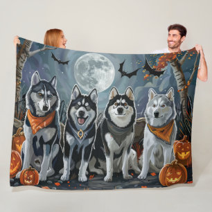 Siberian Husky Halloween Spooky Fleecedecke