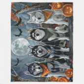 Siberian Husky Halloween Spooky Fleecedecke (Vorderseite)
