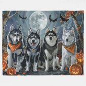 Siberian Husky Halloween Spooky Fleecedecke (Vorderseite (Horizontal))