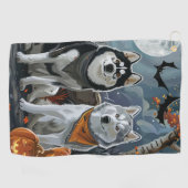 Siberian Husky Halloween Spooky Golfhandtuch (Horizontal)