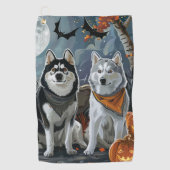 Siberian Husky Halloween Spooky Golfhandtuch (Vorderseite)