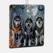 Siberian Husky Halloween Spooky Keramikornament (Rechts)