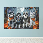 Siberian Husky Halloween Spooky Leinwanddruck (Insitu (Holzboden))