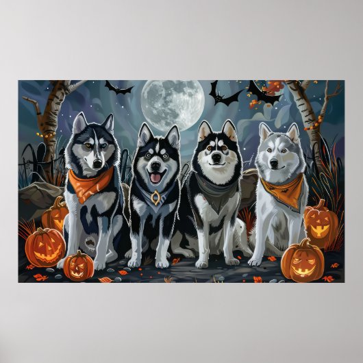 Siberian Husky Halloween Spooky Poster (Vorne)