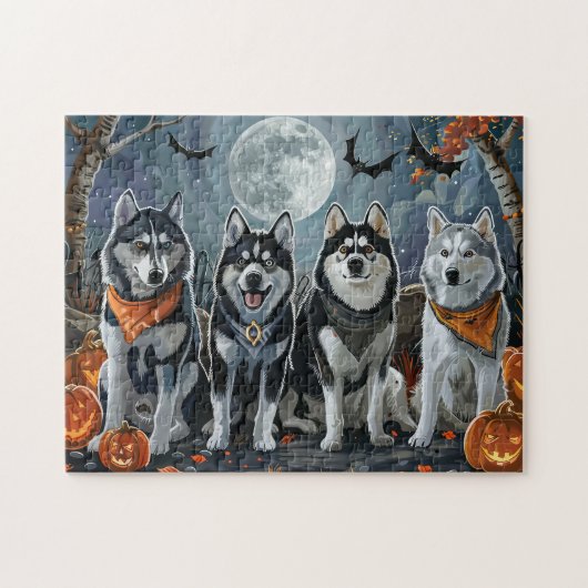 Siberian Husky Halloween Spooky Puzzle (Horizontal)