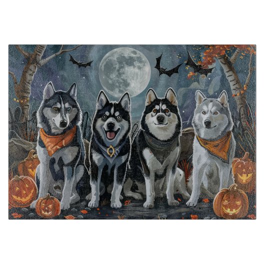 Siberian Husky Halloween Spooky Schneidebrett (Vorderseite)