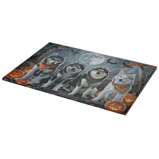 Siberian Husky Halloween Spooky Schneidebrett (Ecke)
