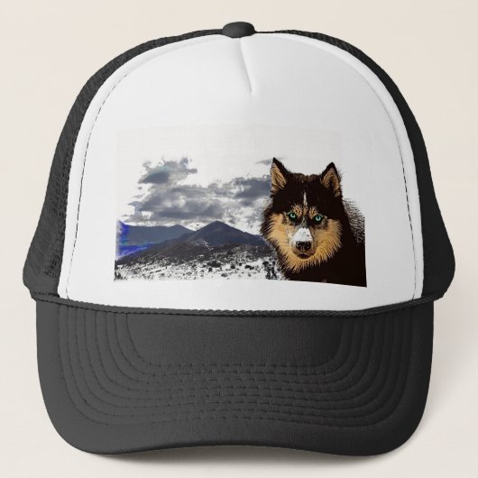 Siberian Husky Hat Truckerkappe (Vorderseite)