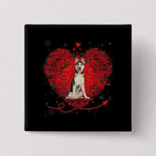 Siberian Husky Heart Liebe Funny Valentine Gift Button