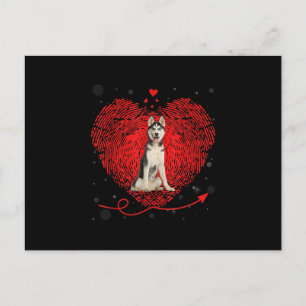 Siberian Husky Heart Liebe   Funny Valentine Gift Postkarte