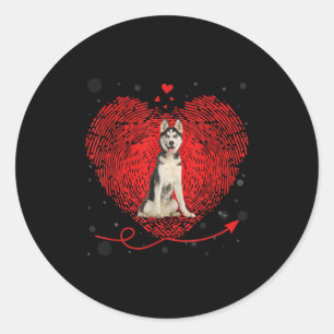 Siberian Husky Heart Liebe   Funny Valentine Gift Runder Aufkleber