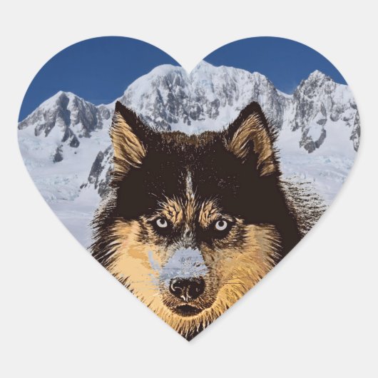 Siberian Husky Heart Sticker (Vorderseite)