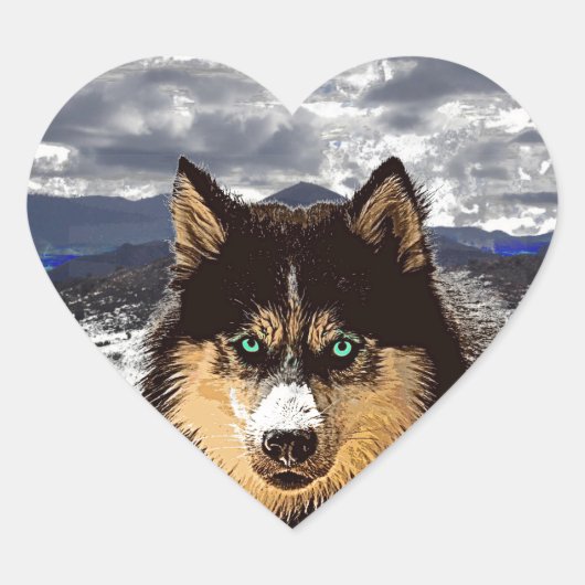 Siberian Husky Heart Sticker (Vorderseite)