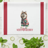 Siberian Husky Holiday Geschirrtuch (Gefaltet)