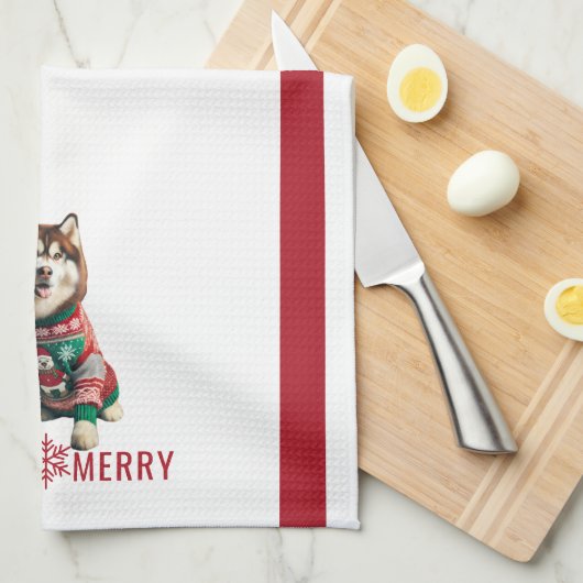 Siberian Husky Holiday Geschirrtuch (Viertel Falte)